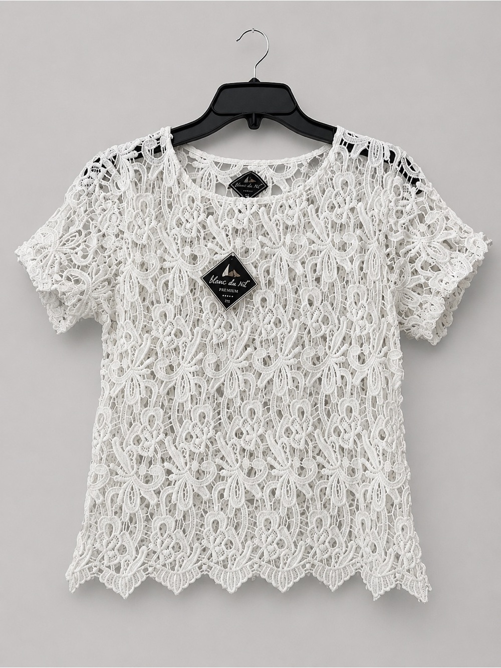 White Lace Short Sleeve Top